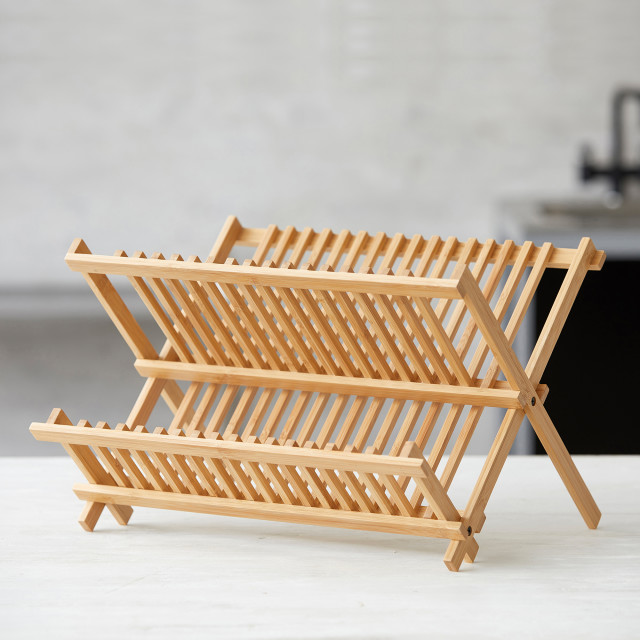 Funktion Bamboo Dish Rack on the kitchen counter
