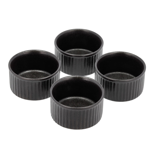 HOLM Black Stoneware Ramekins, Set of 4