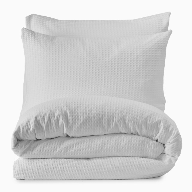Thread Office White Kashmir Waffle Duvet Cover Set - Queen