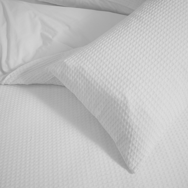 Thread Office White Kashmir Waffle Duvet Cover Set - Queen