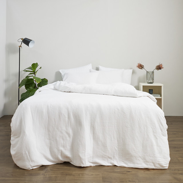 Thread Office White Kashmir Waffle Duvet Cover Set - Super King