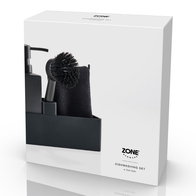Zone Denmark Dishwashing Set with Cloth - Black packaging