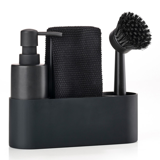 Zone Denmark Singles Dishwashing Set with Cloth - Black