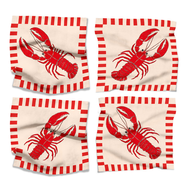 Cara Saven 4 Decor The Lobster Napkins, Set of 4