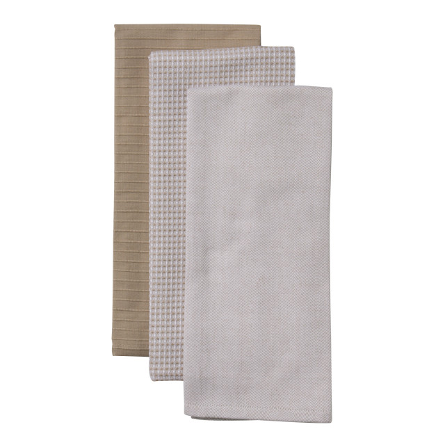 Salisbury & Co Hampstead Tea Towels, Set of 3 - White/Grey