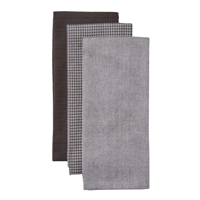 Salisbury & Co Hampstead Tea Towels, Set of 3 - Black
