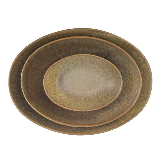 Nova Craft Earth Mocha Oval Bowl - 21.5cm angle with other sizes