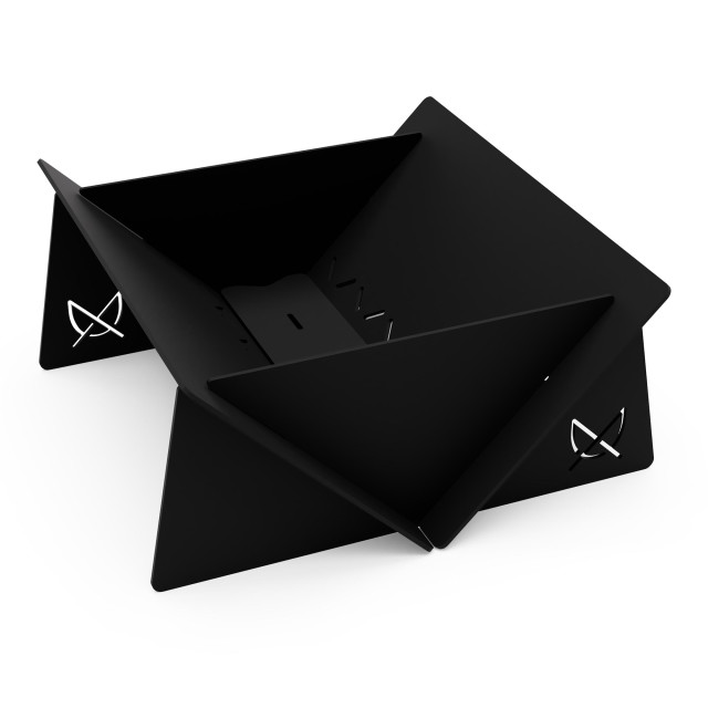 Pretzel Fire Pit with Carrier Bag and Grill-Skillet - Black and Stainless Steel angle