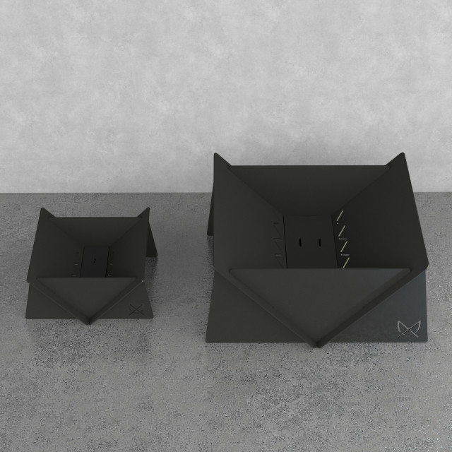 Pretzel Fire Pit XL - Black with a smaller Fire Pit