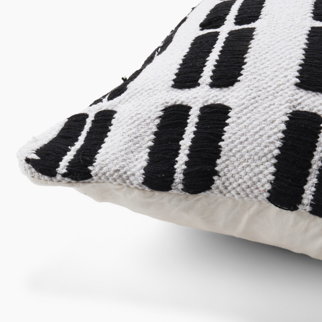 Thread Office Monochrome Stipple Stripe Scatter Cushion with Feather Blend Inner, 60cm x 60cm Corner Detail Image