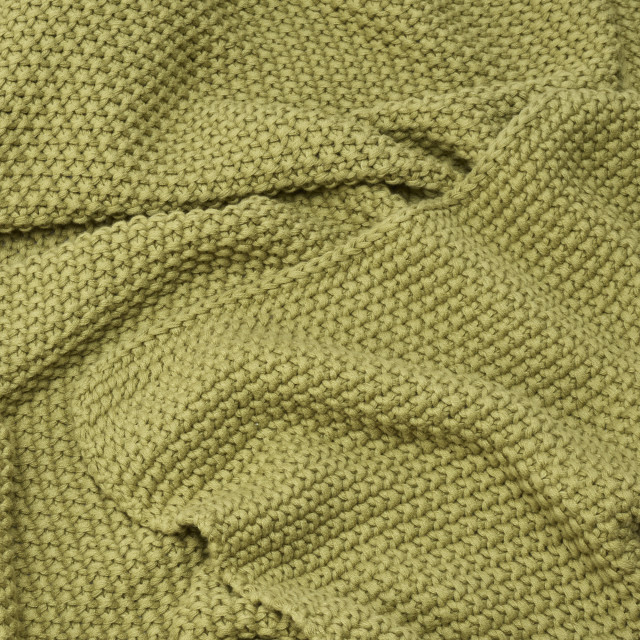 Thread Office Green Olive Knitted Cotton Throw, 180cm x 200cm Detail View