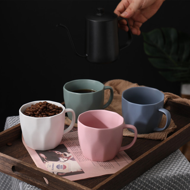 Nicolson Russell Seattle Mug, 365ml - Blue on a tray with other colours