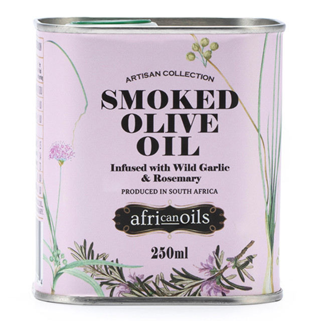African Oils Smoked Extra Virgin Olive Oil with Wild Garlic and Rosemary, 250ml