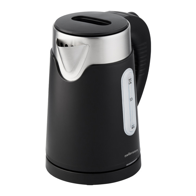 Mellerware Double Wall Compact Cordless Stainless Steel Kettle, 0.8L - Black angle