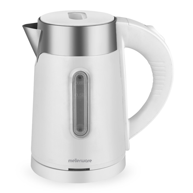 Mellerware Double Wall Compact Cordless Stainless Steel Kettle, 0.8L - White