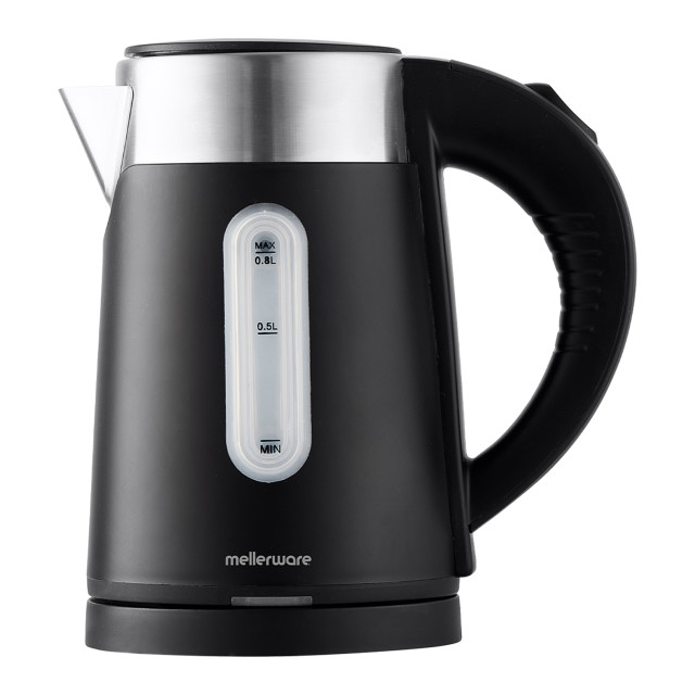 Mellerware Double Wall Compact Cordless Stainless Steel Kettle, 0.8L - Black