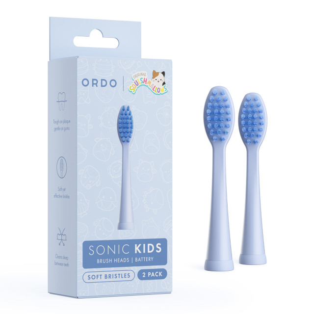 Ordo Sonic Kids Brush Heads for Squishmallows Samir Battery Toothbrush, Pack of 2