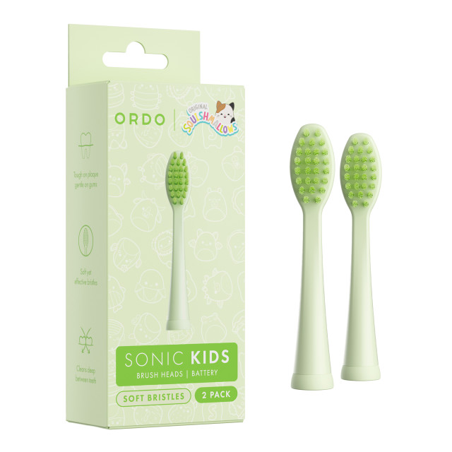 Ordo Sonic Kids Brush Heads for Squishmallows Rutabaga Battery Toothbrush, Pack of 2