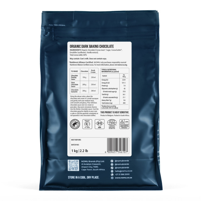 NOMU Organic Dark Baking Chocolate - 1kg angle
