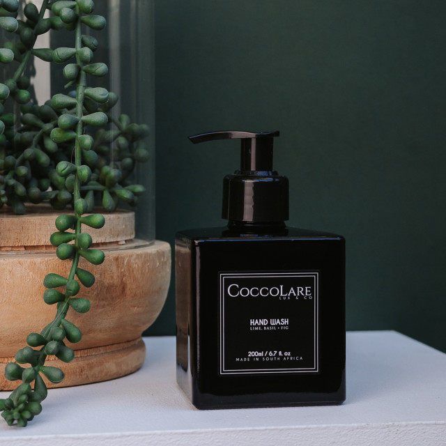 Coccolare Lux & Co Lime, Basil & Fig Hand Wash, 200ml on the table
