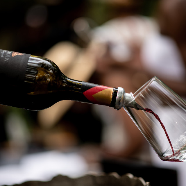 Bosman Family Vineyards Nero in Black Gift Tube, 750ml poured in a glass