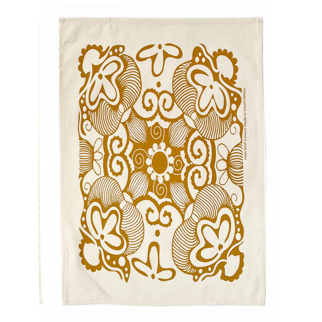 Halo Dish Covers Paradise Cotton Tea Towel - Pearl Gold