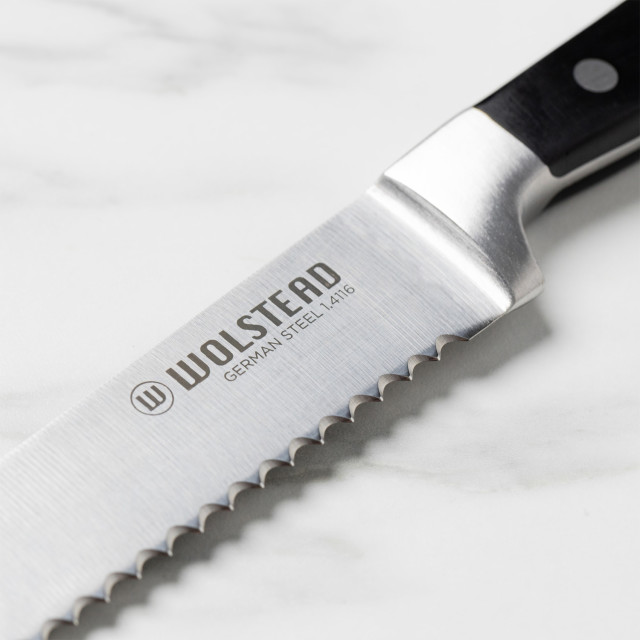 Wolstead Calibre Bread Knife, 20cm blade close up
