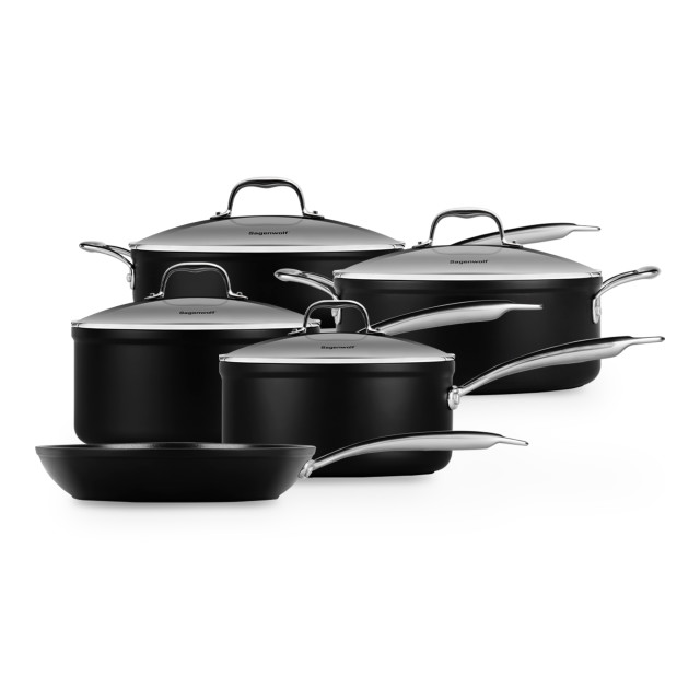 Sagenwolf Titanium Non-Stick Cookware Set with Glass Lids, 5-Piece
