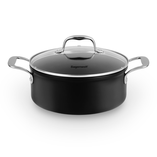 Sagenwolf Titanium Non-Stick Cookware Set with Glass Lids, 5-Piece