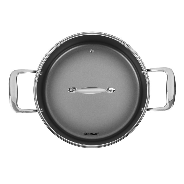 Sagenwolf Titanium Non-Stick Cookware Set with Glass Lids, 5-Piece