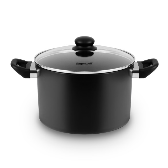 Sagenwolf Titan Lite Non-Stick Cookware Set with Glass Lids, 3-Piece