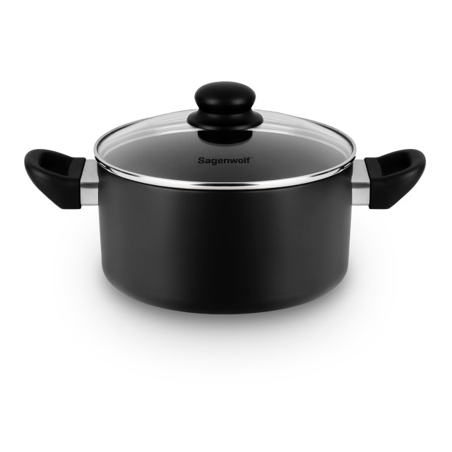 Sagenwolf Titan Lite Non-Stick Cookware Set with Glass Lids, 3-Piece