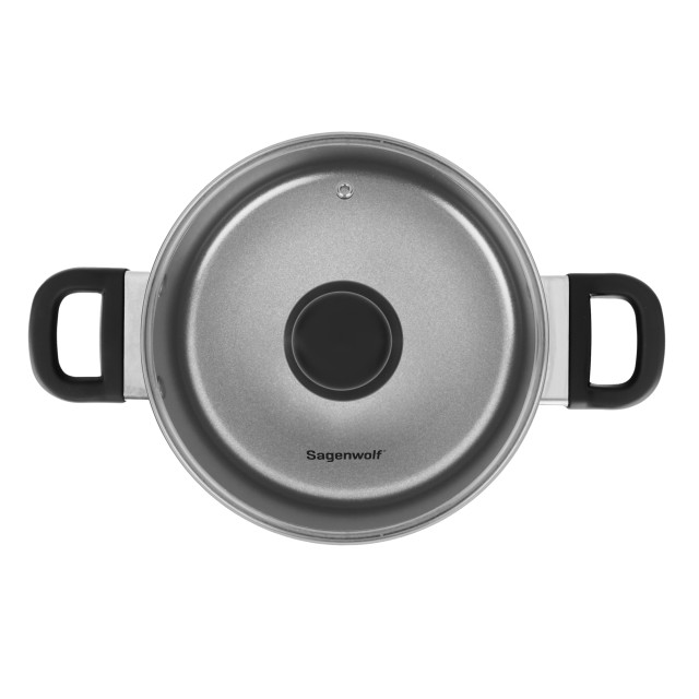 Sagenwolf Titan Lite Non-Stick Cookware Set with Glass Lids, 3-Piece
