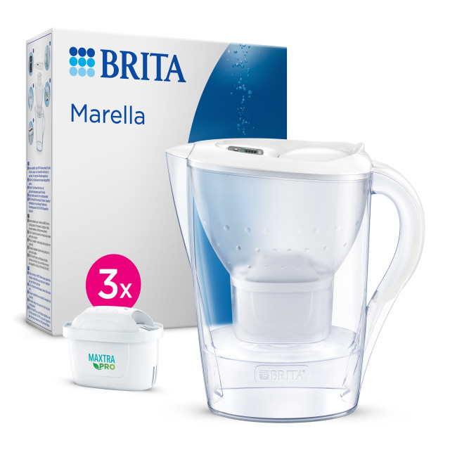 Brita Marella White Water Filter Jug with 3 Filters, 2.4L with packaging