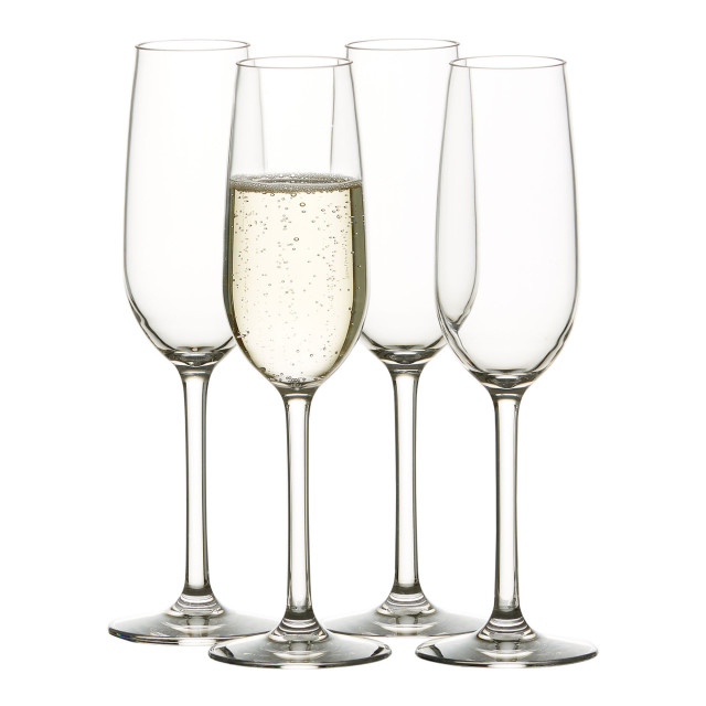 Salisbury & Co Unbreakable Champagne Flutes, Set of 4 detail with champagne