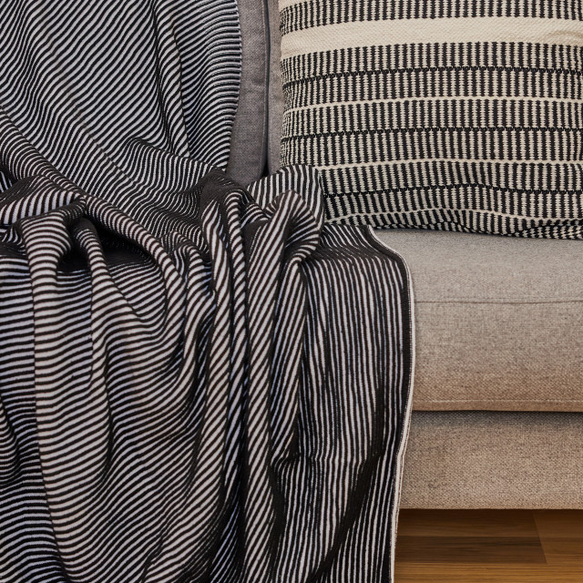 Thread Office Monochrome Stripe Knitted Throw, 140cm x 180cm close up