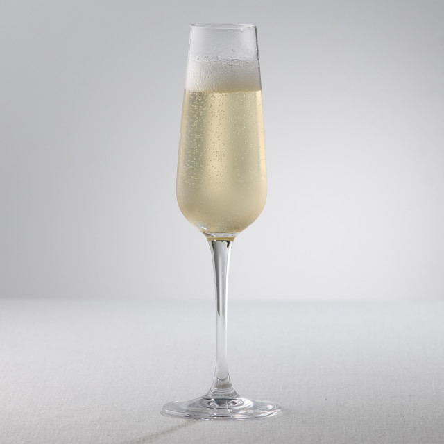 Salisbury & Co Signature Lead-Free Crystal Champagne Flute Glasses, Set of 6 on the table