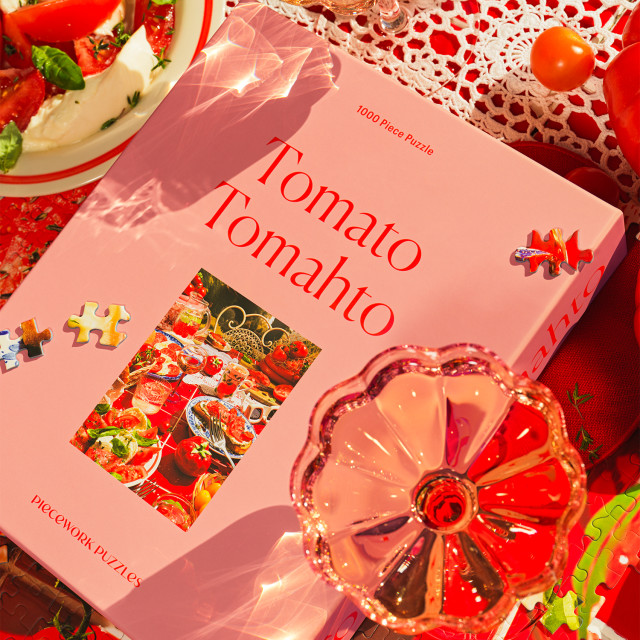 Piecework Puzzles Tomato Tomatho 1000-Piece Puzzle on the table