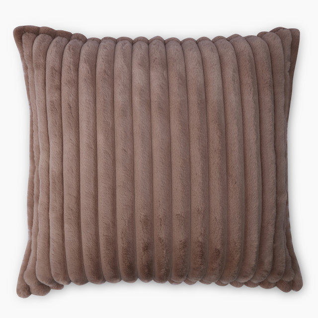 Thread Office Tan Sepia Rochele & Captivate Faux Fur Scatter Cushion with Feather Filled Inner, 60cm x 60cm