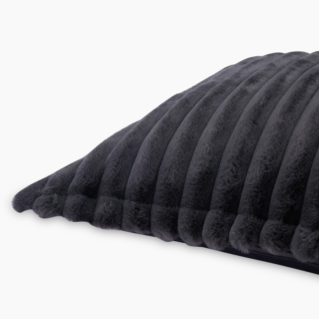 Thread Office Grey Rochele & Captivate Faux Fur Scatter Cushion with Feather Filled Inner, 60cm x 60cm close up