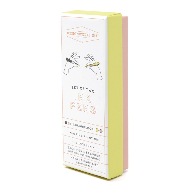 Designworks Ink Colourblock Ink Pens, Set of 2 - Off White & Taupe packaging