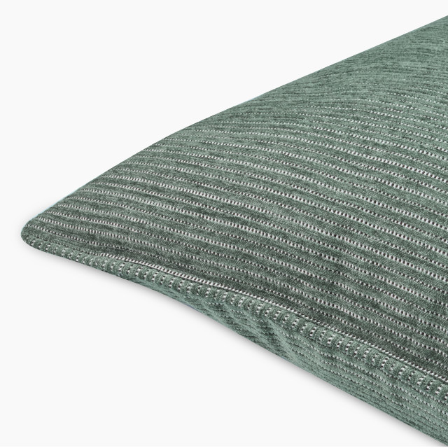 Thread Office Green Ticking Stripe Chenille Scatter Cushion Cover, 60cm x 60cm close up