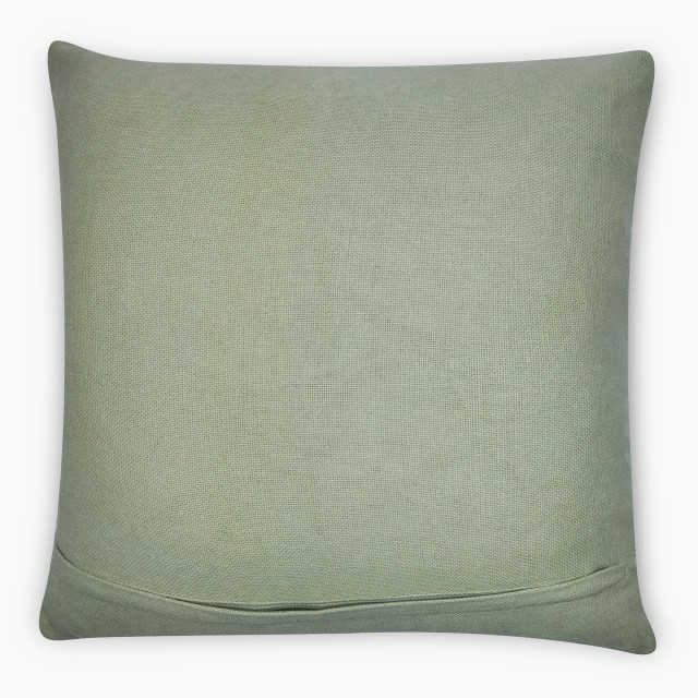 Thread Office Sage Floral Embroidery Stonewash Scatter Cushion with Feather Blend Inner, 50cm x 50cm back view