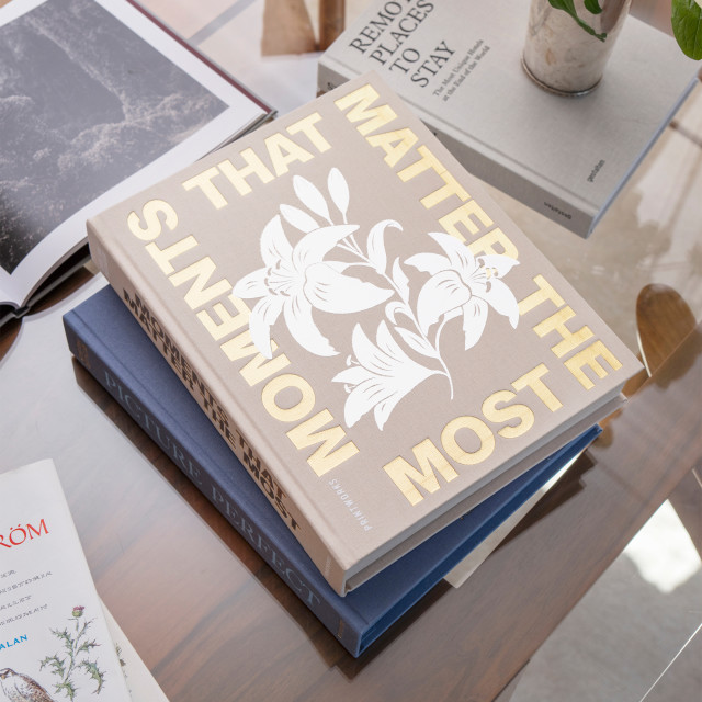 Printworks Moments that Matter the Most Photo Album - Beige on the table