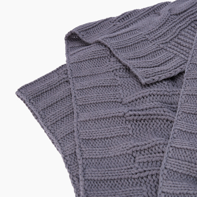 Thread Office Charcoal Cable Knitted Throw, 180cm x 200cm