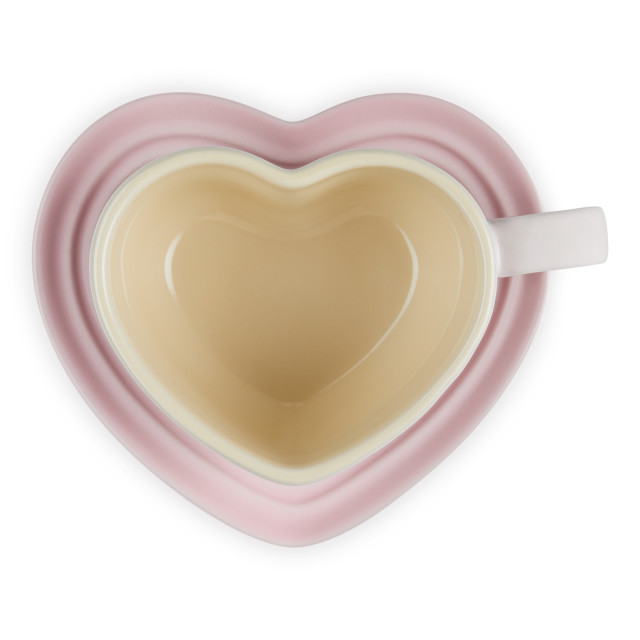 Le Creuset Heart Mug & Saucer, 220ml - Shell Pink angle