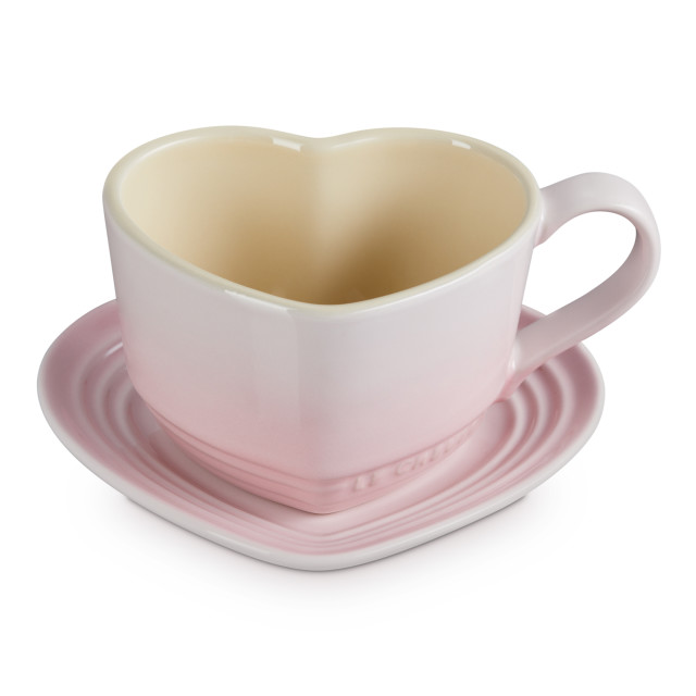 Le Creuset Heart Mug & Saucer, 220ml - Shell Pink