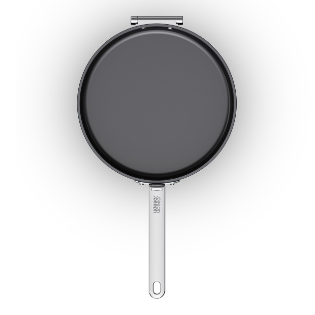 Joseph Joseph Space Ceramic Non-Stick Saute Pan with Glass Lid and Folding Handle, 28cm angle