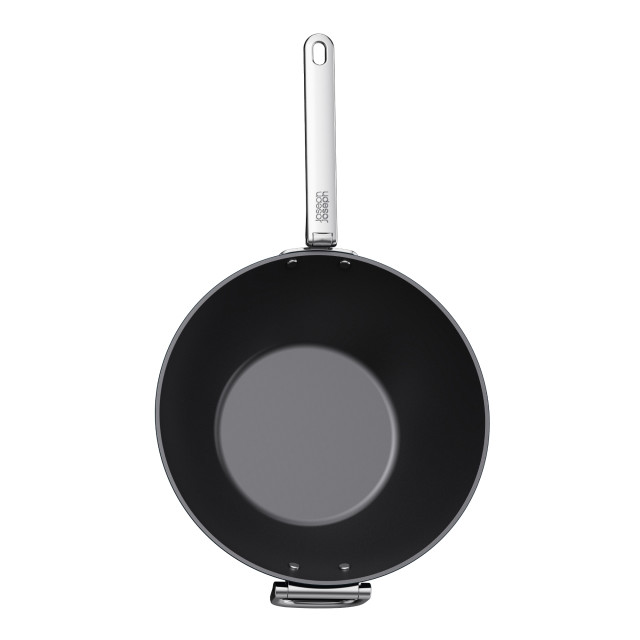 Joseph Joseph Space Ceramic Non-Stick Blue Wok with Folding Handle, 32cm angle