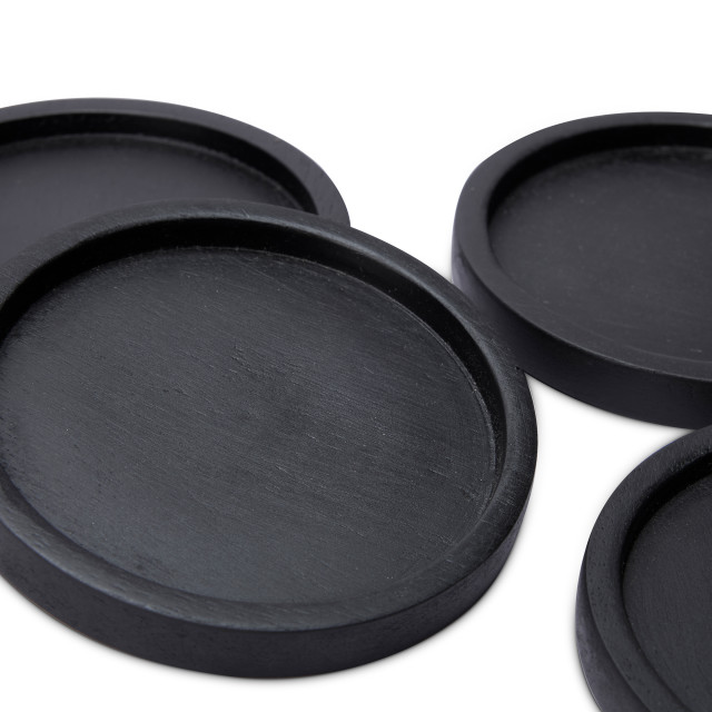 Humble & Mash Wooden Coasters, Set of 4 - Black close up